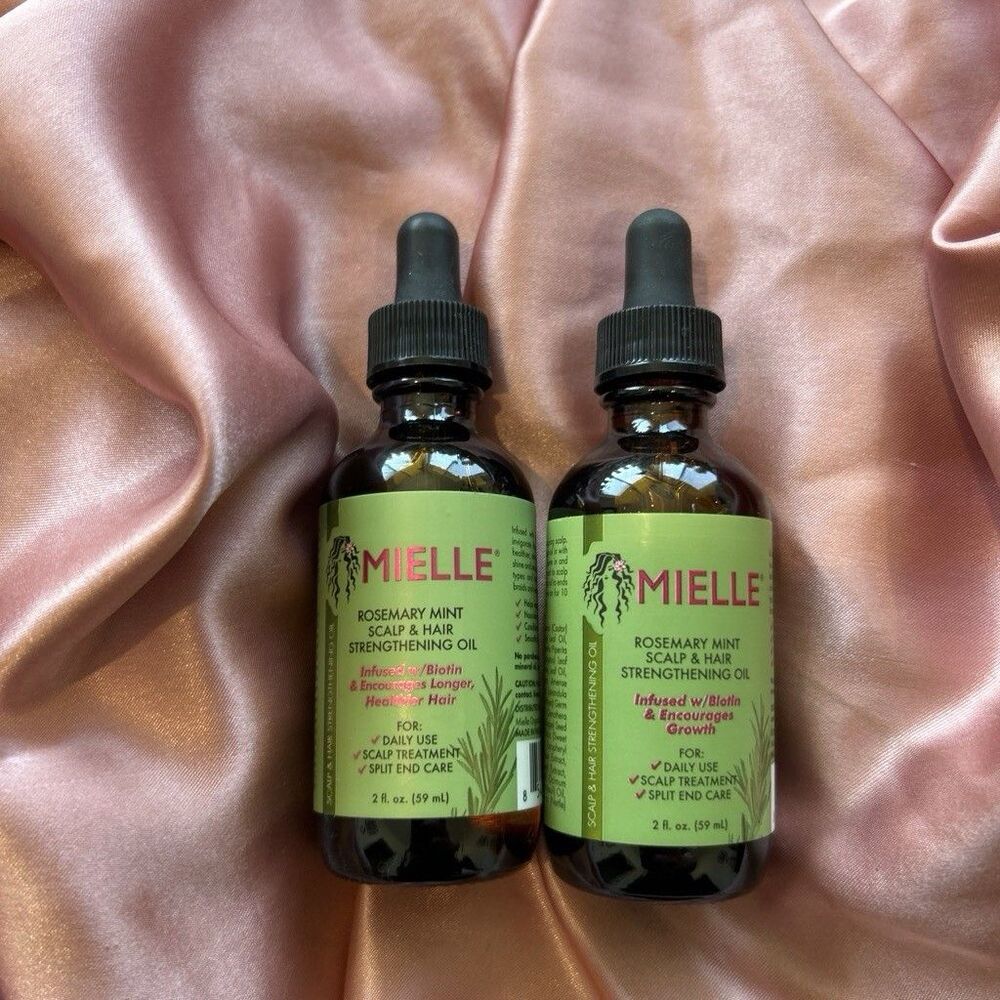 Mielle Rosemary Mint Scalp & Hair Strengthening Oil 2 fl oz Biotin Jojoba - Two